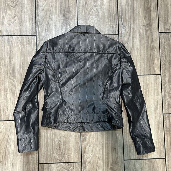 Womens Jacket 8 Full Zip Moto Gray Festival Event Grunge Rockabilly - Picture 5 of 11